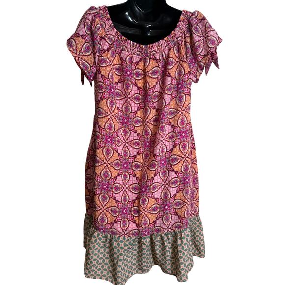 Motherhood Maternity Women Dress Small Shift Ruffle Pink Short Sleeve Scoop New - Picture 6 of 10